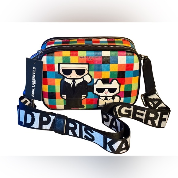Karl Lagerfeld Paris NWT Colorful Maybelle Checkered Camera Bag (P214) - Picture 6 of 6
